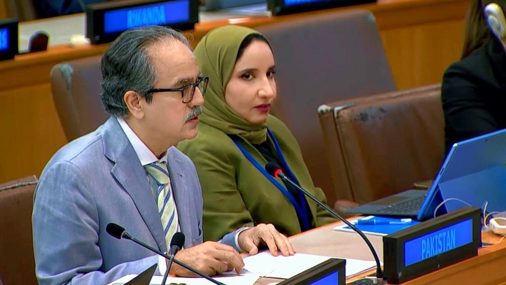 At UN, Pakistan calls for aid, access and accountability in Indian-occupied Kashmir, Palestine 